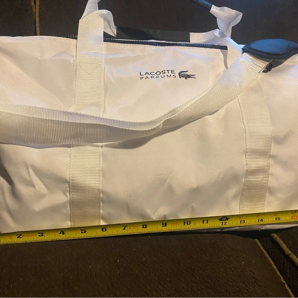 Lacoste perfumes- White Nylon Duffel Bag with Black Accents